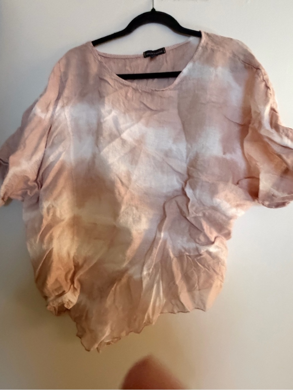 Saks Fifth Avenue Pale Pink Tie-Dye Linen-Blend Scoop Neck Top